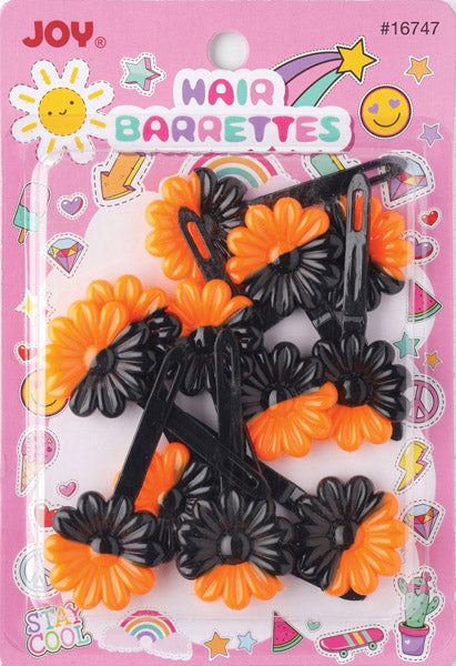 Joy Daisy Barrettes, 12 Count, Black & Orange