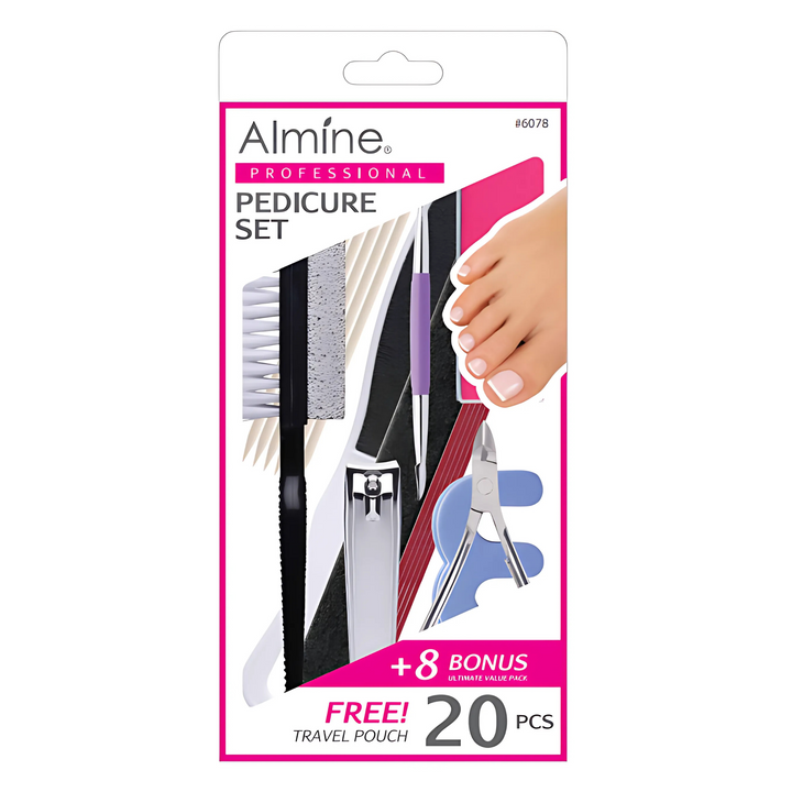 Almine Pedicure Set, 20 Pieces with Travel Bag