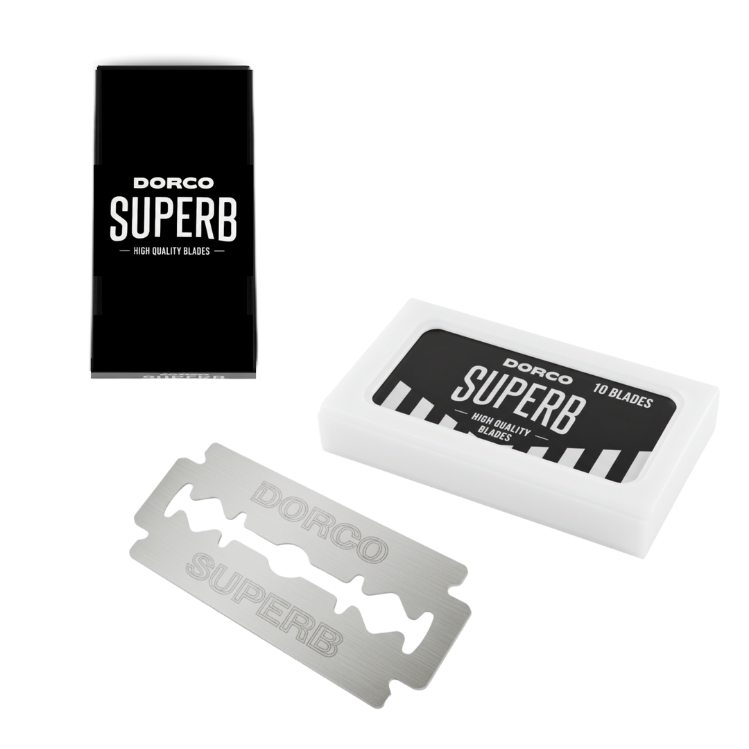 Dorco Superb Premium Blade Display, 10 Count Razor Blade Replacement Packs