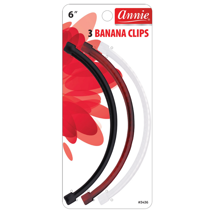 Annie Banana Hair Clip 6 Inch, 3 Count, Assorted Color