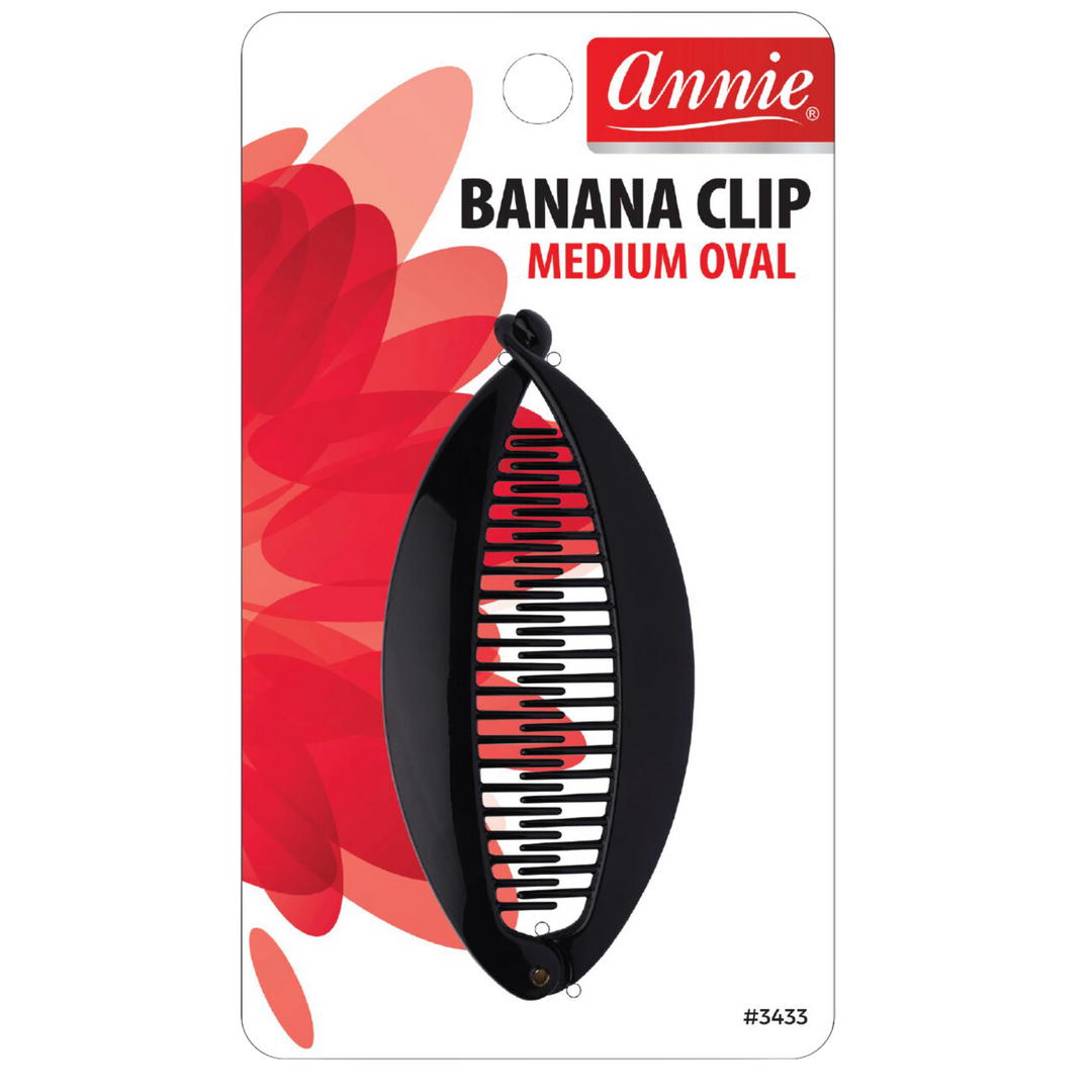 Annie Banana Hair Clip Medium Oval 10cm, 1 Count, Black