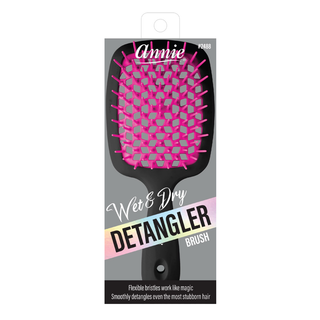 Annie Wet & Dry Detangler Brush, 1 Count, Assorted Black