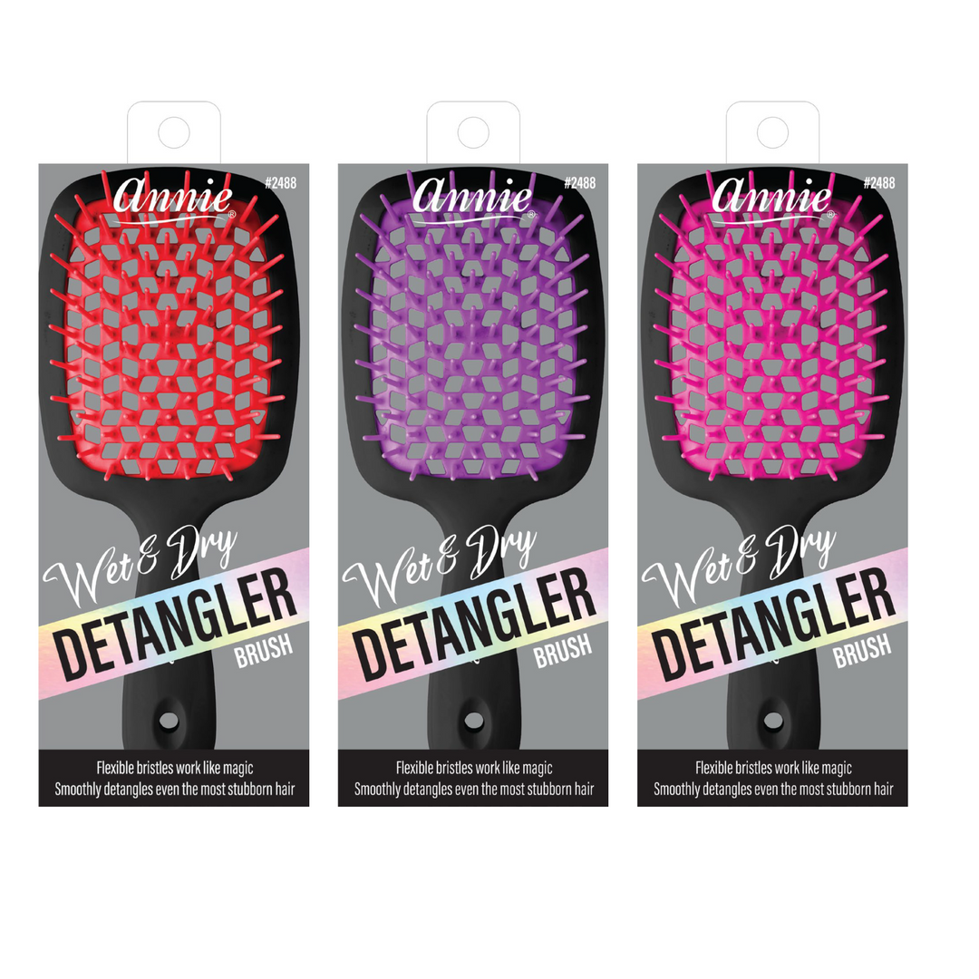 Annie Wet & Dry Detangler Brush, 1 Count, Assorted Black