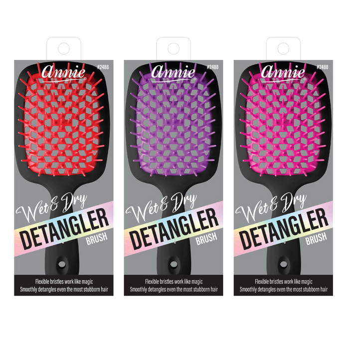 Annie Wet & Dry Detangler Brush, 1 Count, Assorted Black
