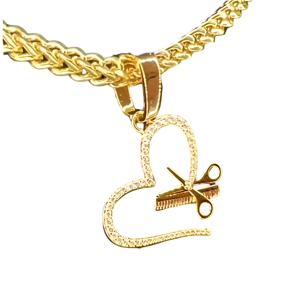 RAW N UNKUT HEART, SCISSOR, COMB PENDANT + CHAIN