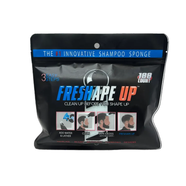Freshape Up 100 Packs – Barber Shampoo Infused Sponges for Hairline Cleaning (No Rinse)