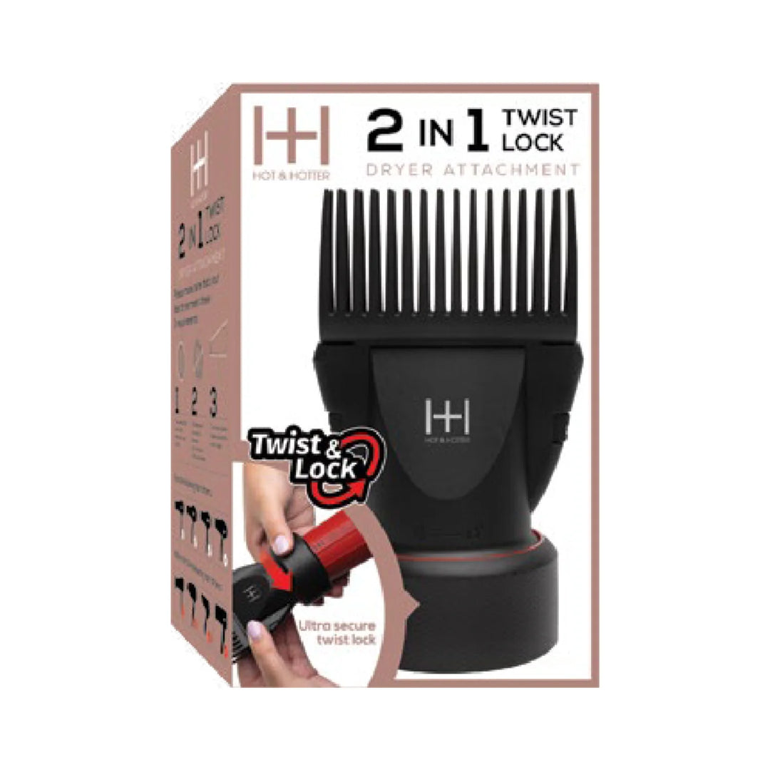 Hot & Hotter 2 in 1 Twist & Lock Concentrator Pik Hair Dryer Attachment, 1 Count, Black