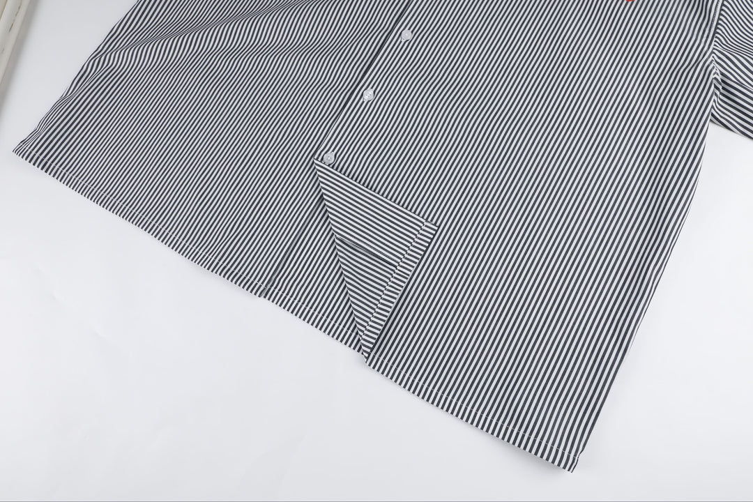 Pinstripe Hair Mechanic Smock - Black