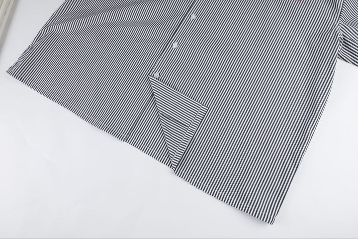 Pinstripe Hair Mechanic Smock - Black