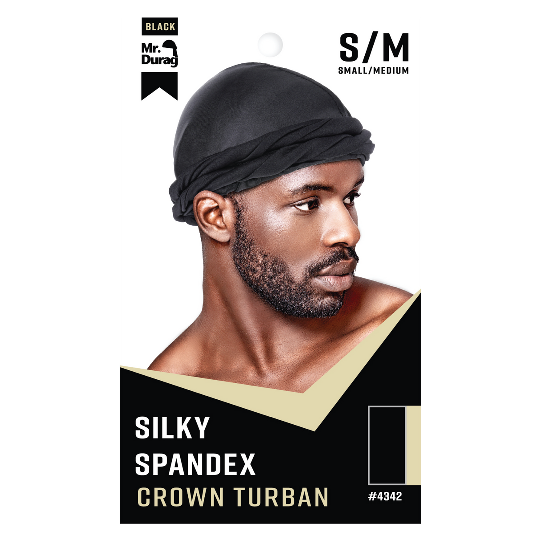 Mr. Durag Silky Spandex Crown Turban, 1 Count, Assorted Colors
