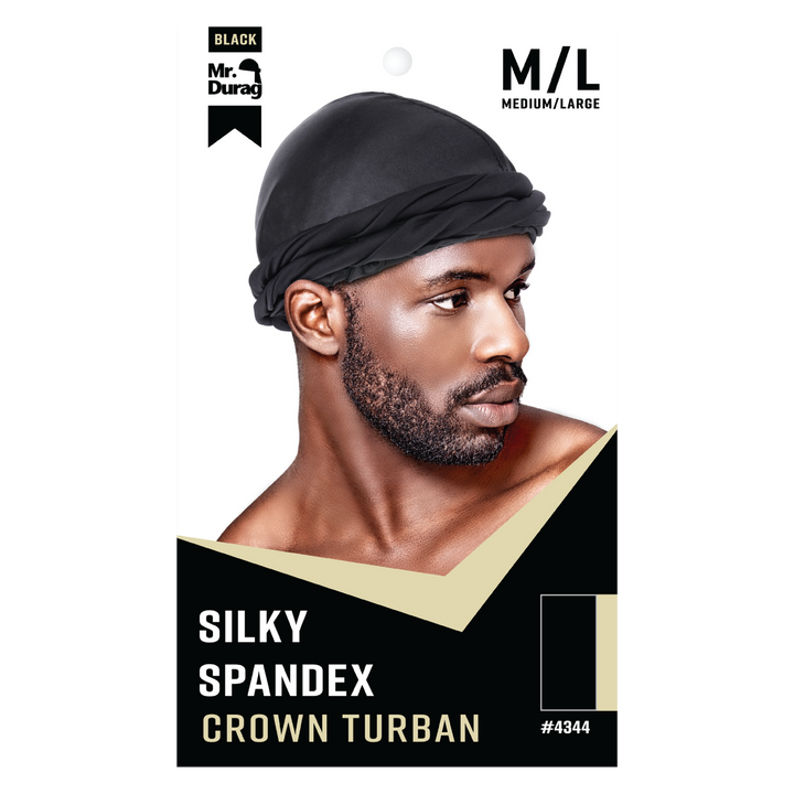 Mr. Durag Silky Spandex Crown Turban, 1 Count, Assorted Colors