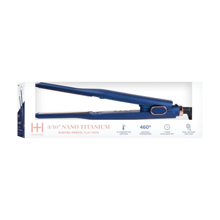 Hot & Hotter Nano Titanium Digital Pencil Flat Iron 3/10 Inch, 1 Count, Blue