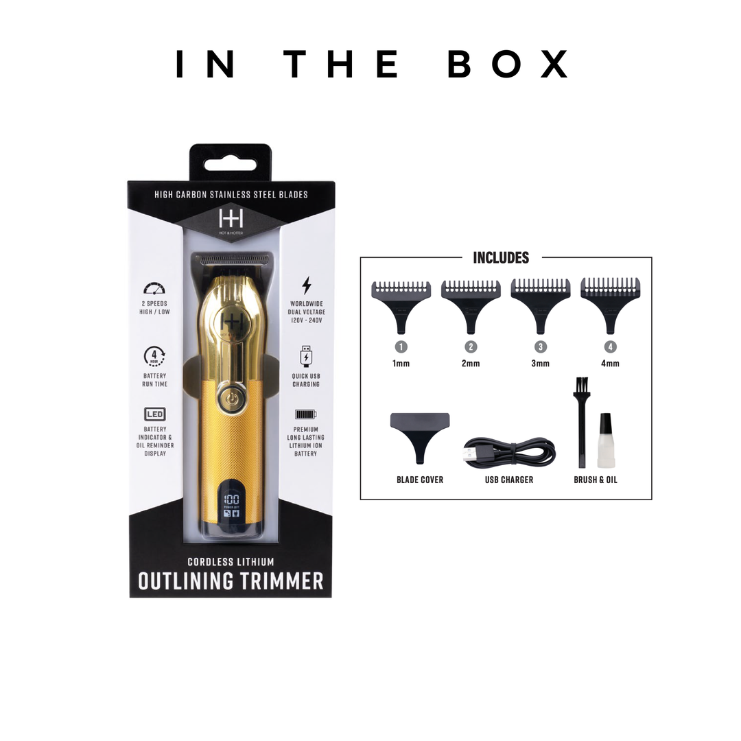 Hot & Hotter Cordless Lithium Outlining Trimmer, 1 Count, Gold