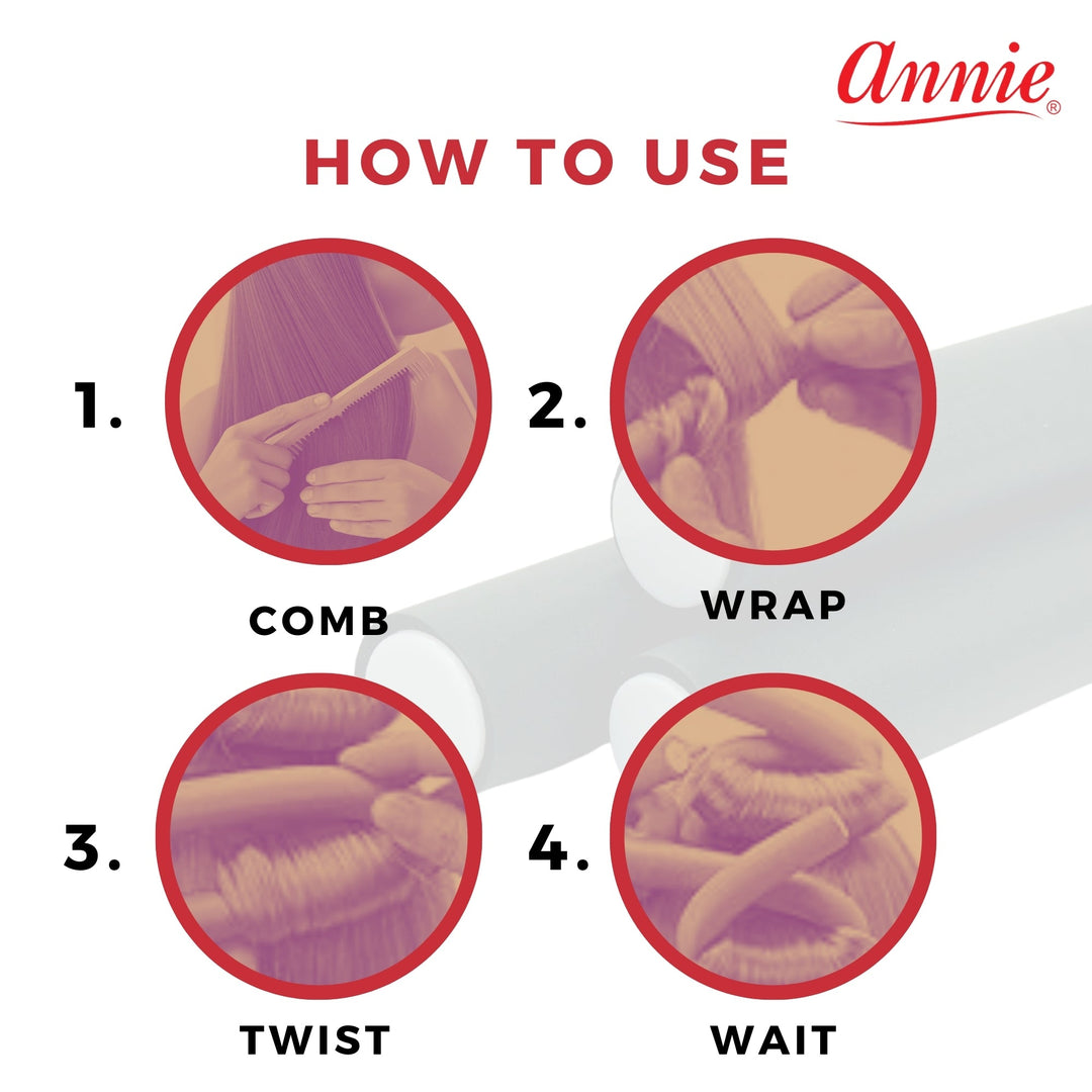 Annie Soft Twist Hair Rollers 1 Inch, 4 Count, Green