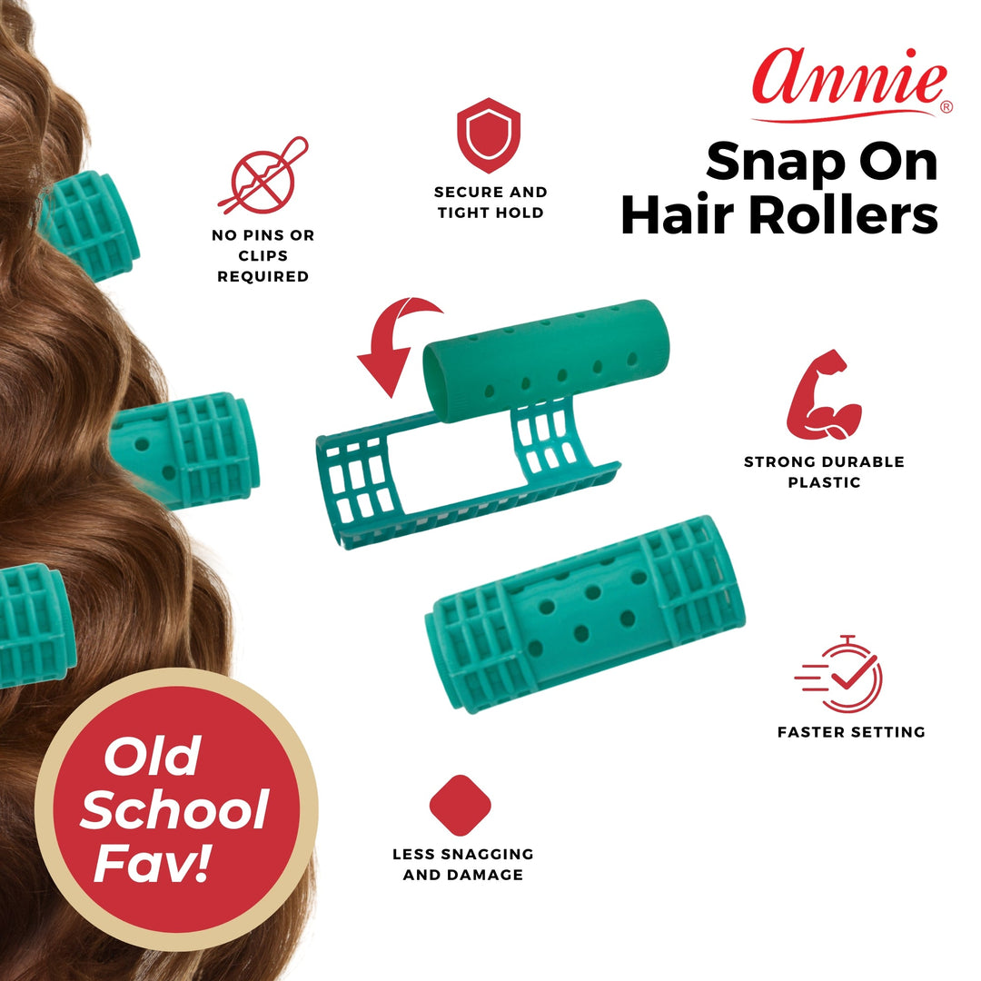 Annie Snap-On Magnetic Hair Rollers 7/8 Inch Large, 10 Count, Green