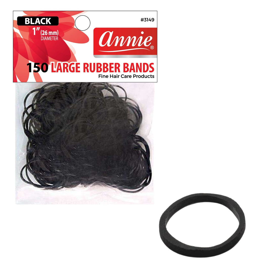 Annie Hair Rubber Bands Large 26mm, 150 Count, Black