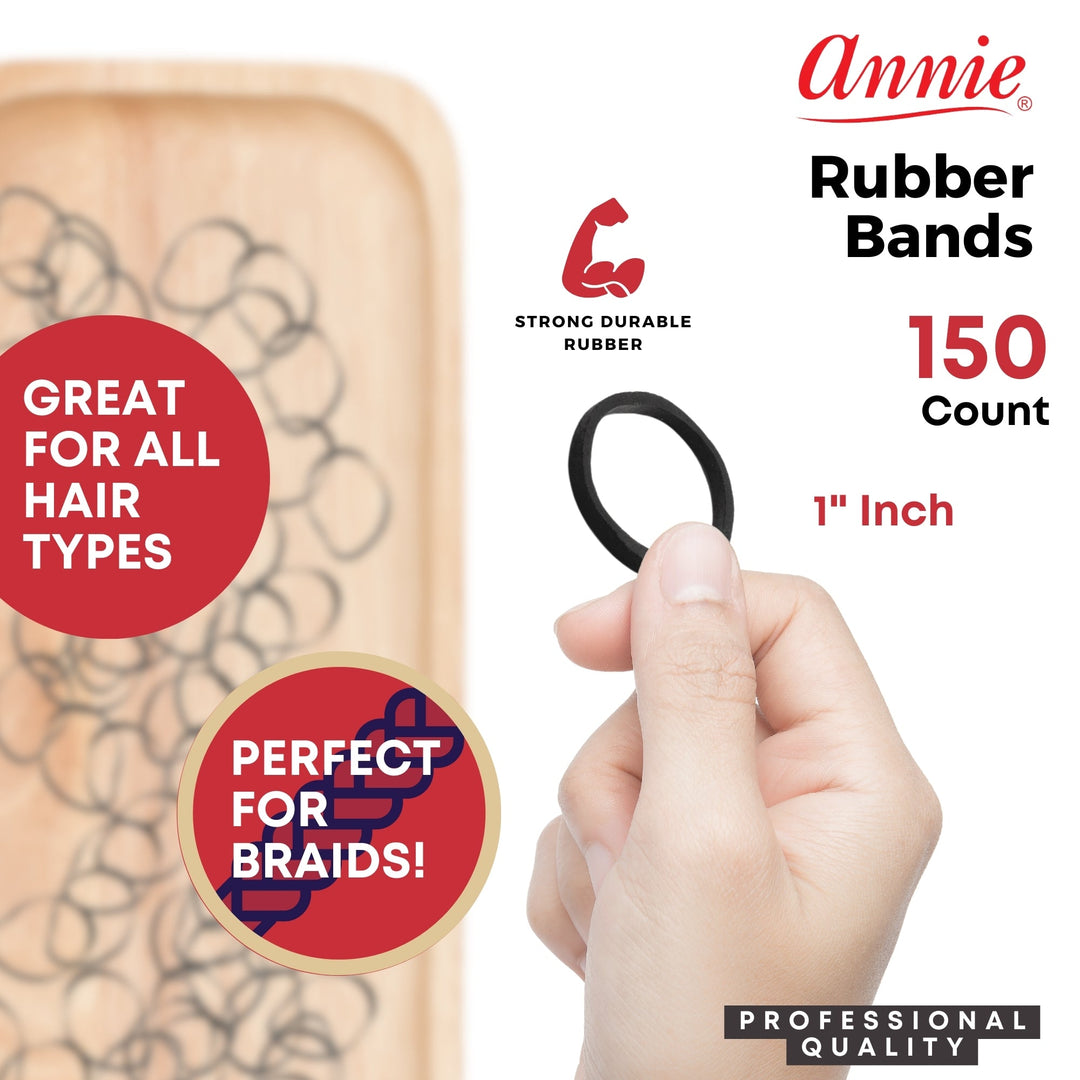 Annie Hair Rubber Bands Large 26mm, 150 Count, Black