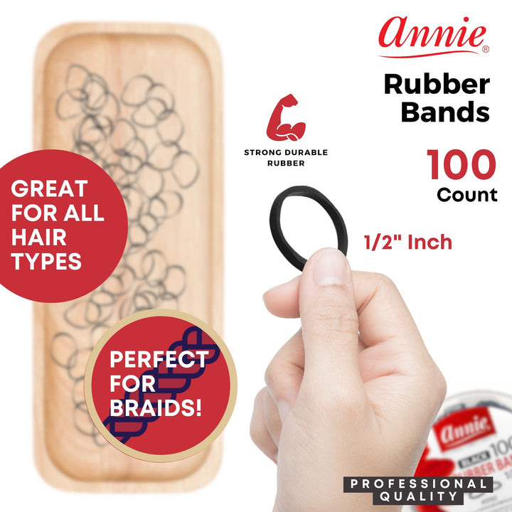 Annie Hair Rubber Bands 14mm, 1,000 Count, Black