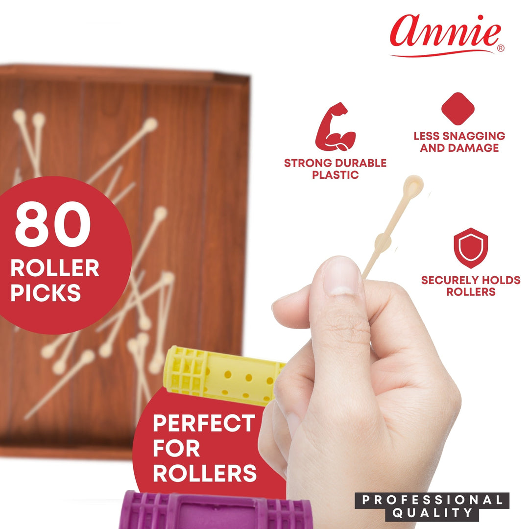 Annie Plastic Roller Picks 3 Inch, 80 Count, White