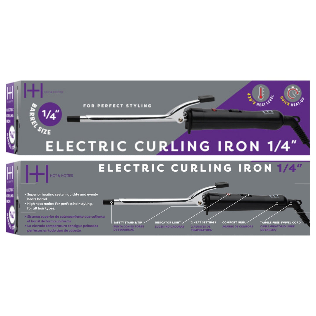 Hot & Hotter Electric Curling Iron 1/4 Inch, 1 Count, Silver