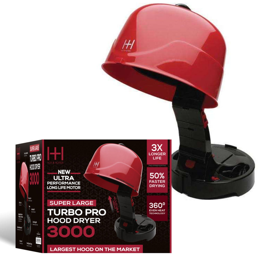 Hot & Hotter Super Large Turbo Pro Hood Dryer 3000, 1 Count, Red