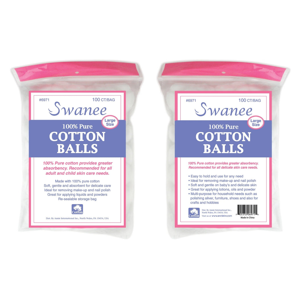Swanee 100% Pure Cotton Balls Large, 100 Count, White