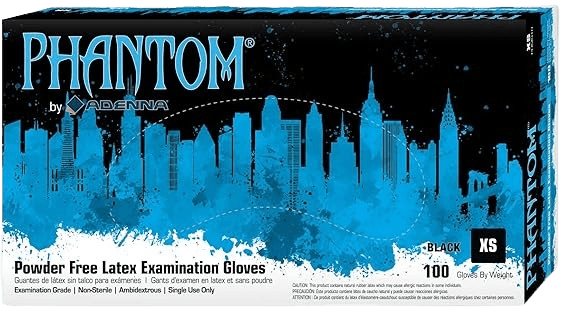 Phantom 6 mil Latex Powder Free Exam Gloves (XS, S, M, L, XL)