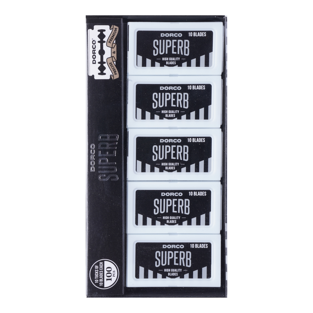 Dorco Superb Premium Blade Display, 10 Count Razor Blade Replacement Packs