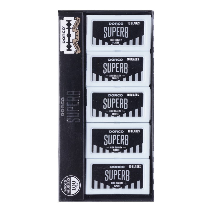 Dorco Superb Premium Blade Display, 10 Count Razor Blade Replacement Packs