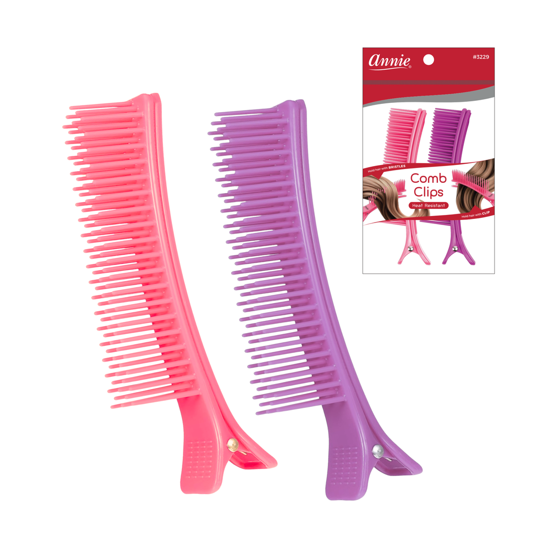 Annie Sectioning Comb Grip Clip, 2 Count, Pink & Purple