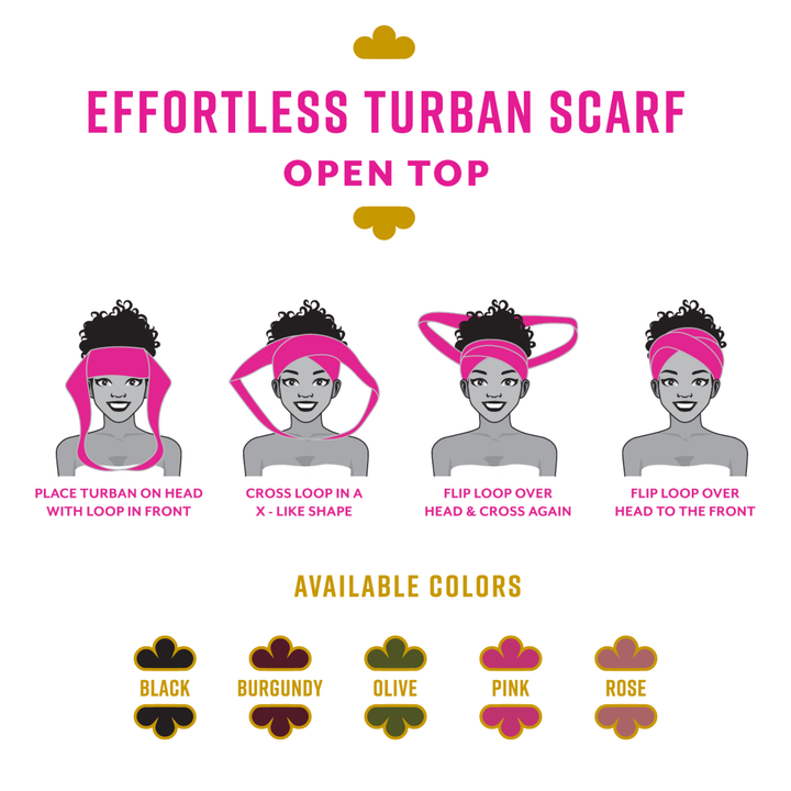 Ms. Remi Effortless Turban Scarf Open Top, 1 Count, Burgundy & Olive
