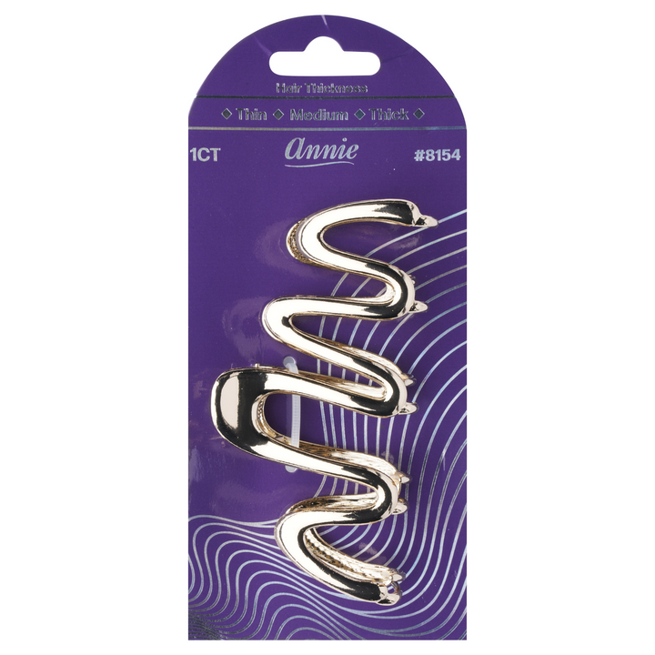 Annie Shiny Wave Jaw Clip 10cm, 1 Count Fashion Hair Clip, Silver