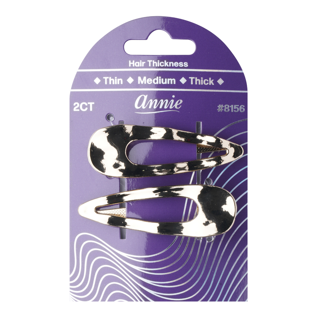 Annie Shiny Metal Hair Clips, 2 Count Metallic Hair Clip, Gold