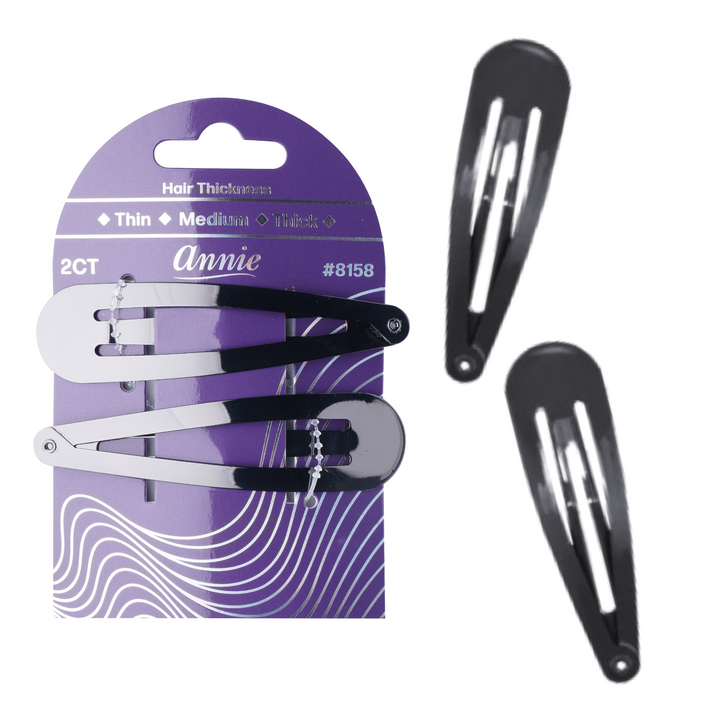 Annie XL Snap Clip, 2 Count Fashion Hair Clip, Gunmetal