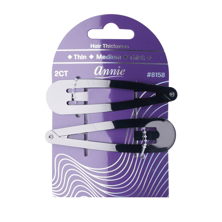 Annie XL Snap Clip, 2 Count Fashion Hair Clip, Gunmetal