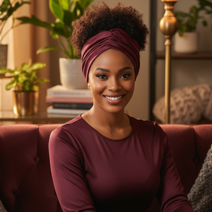 Ms. Remi Effortless Turban Scarf Open Top, 1 Count, Burgundy & Olive