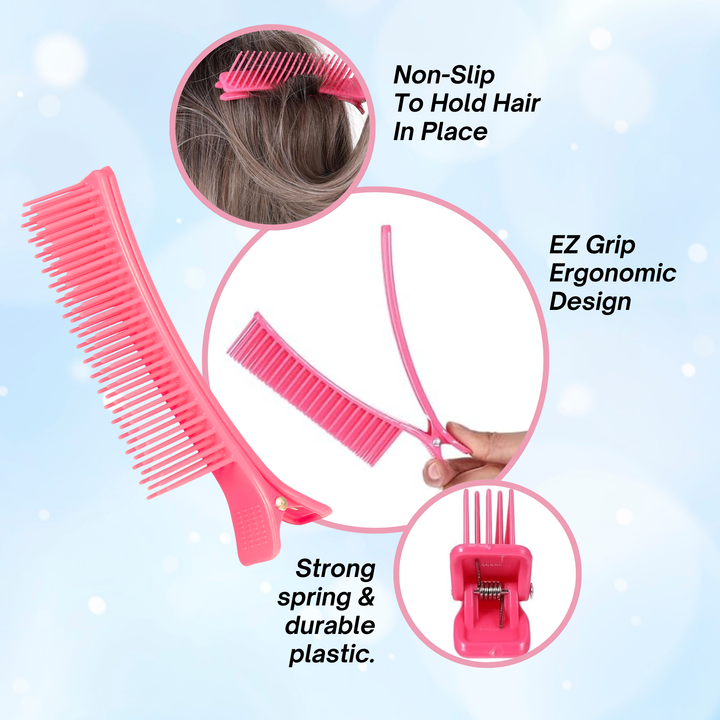 Annie Sectioning Comb Grip Clip, 2 Count, Pink & Purple
