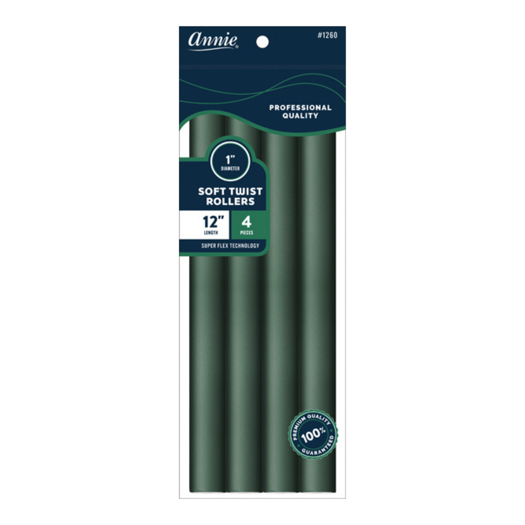Annie Soft Twist Hair Rollers 1 Inch, 4 Count, Green