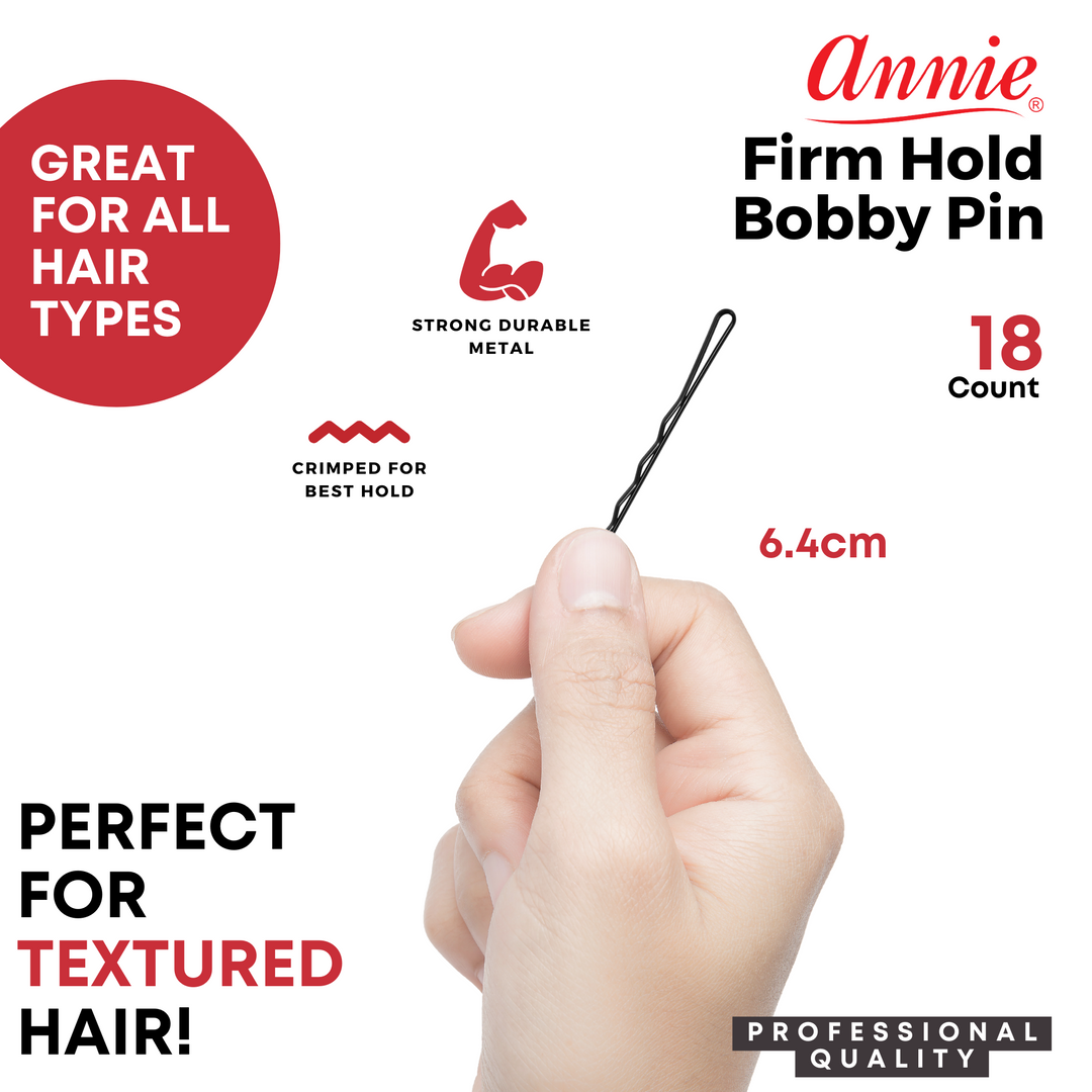 Annie Firm Hold Bobby Pins 6.4cm, 18 Count, Black
