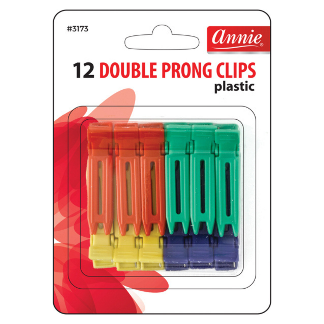 Annie Double Prong Metal Hair Clips, 12 Count, Assorted Colors