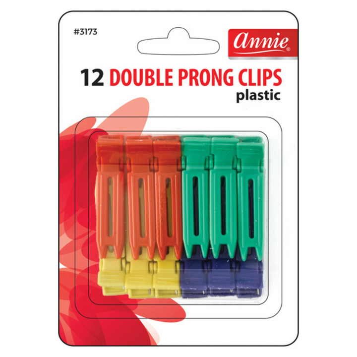 Annie Double Prong Metal Hair Clips, 12 Count, Assorted Colors