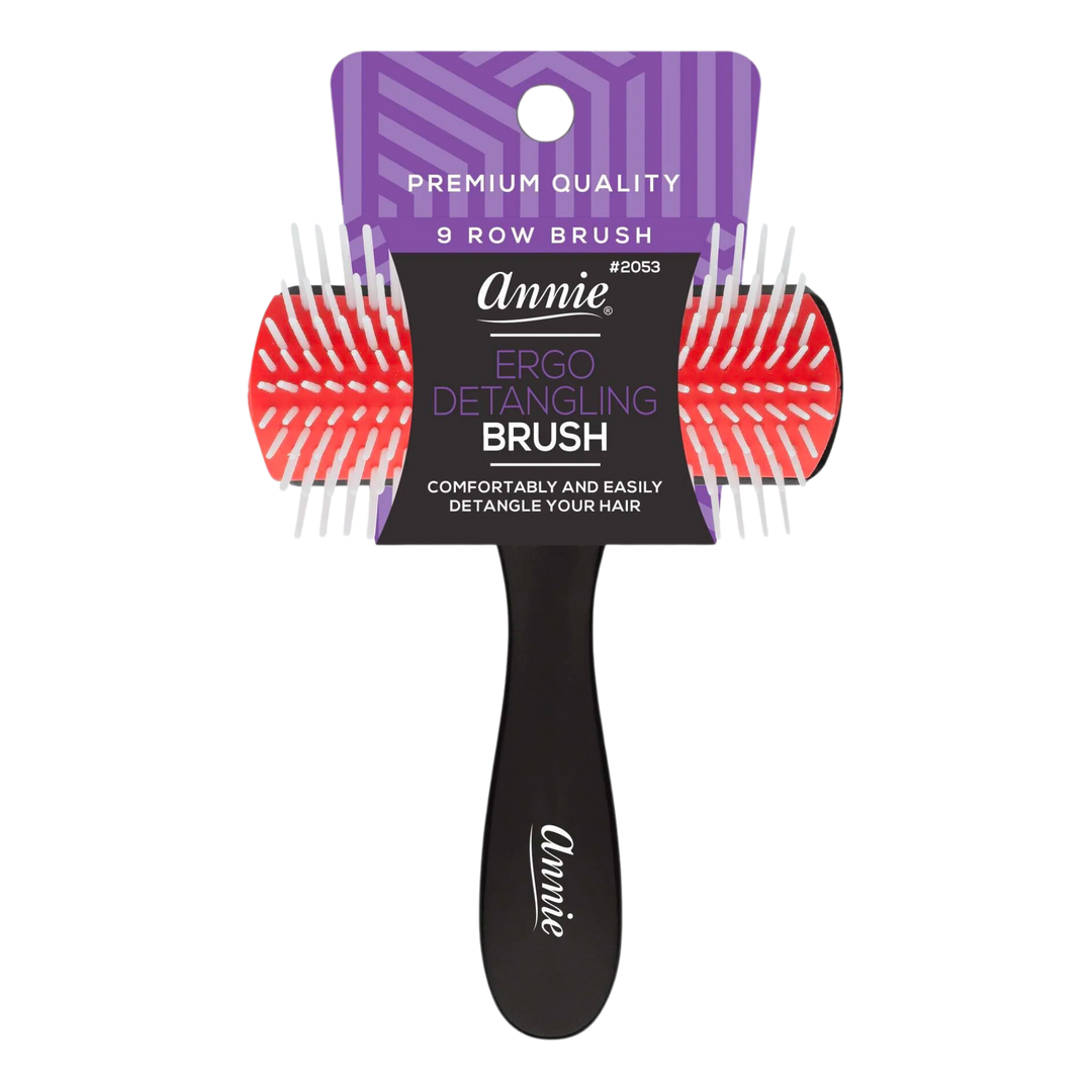 Annie Ergo Detangling Brush 9 Row, 1 Count, Black & Red