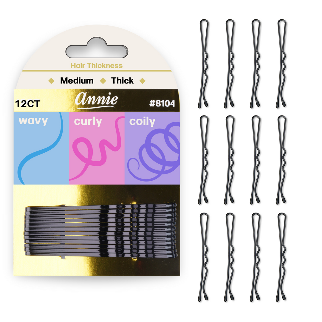 Annie Extra Jumbo Curved Bob Pin 7cm, 12 Count, Black