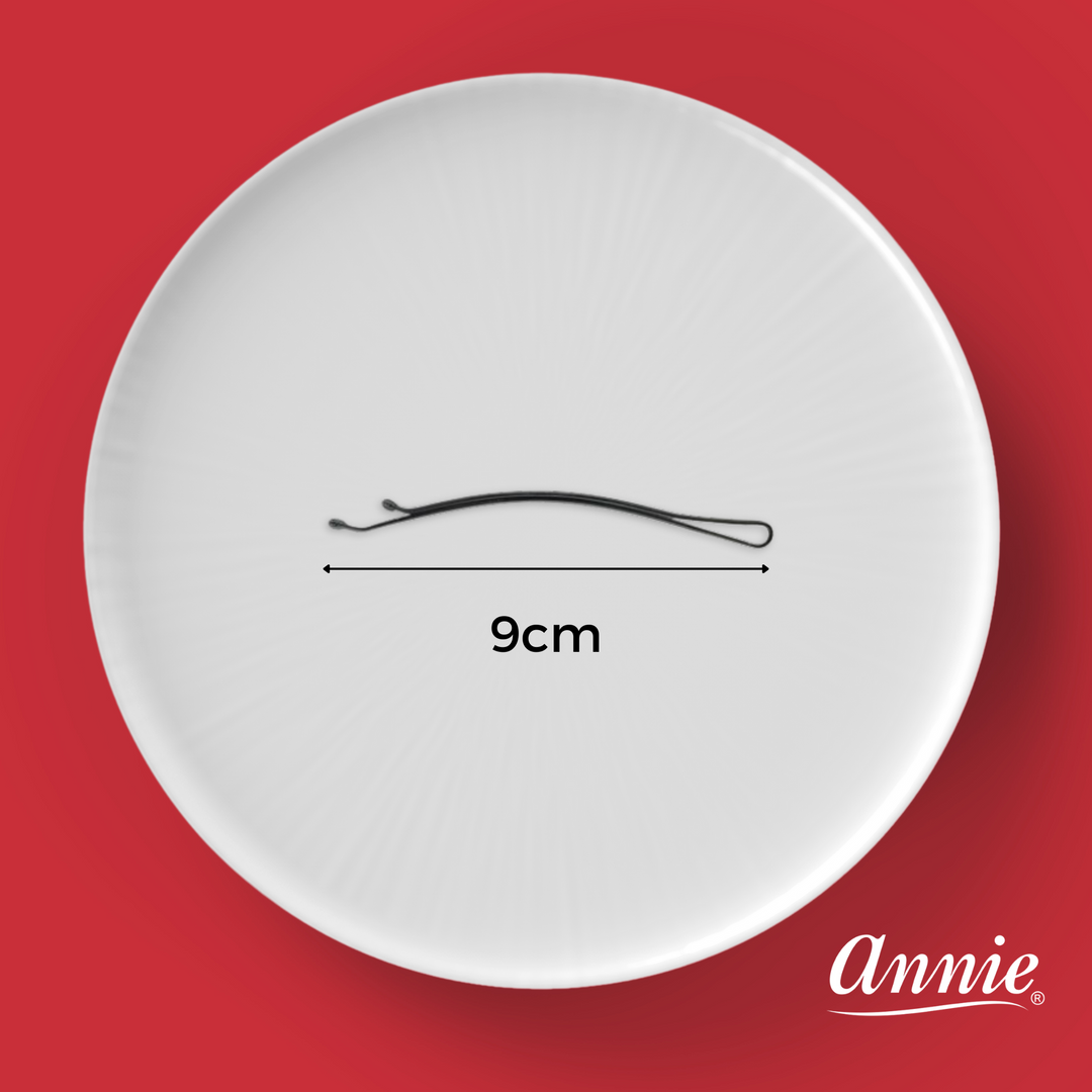 Annie Extra Jumbo Curved Hair Pin 9cm, 12 Count Fancy Styling Pin, Black