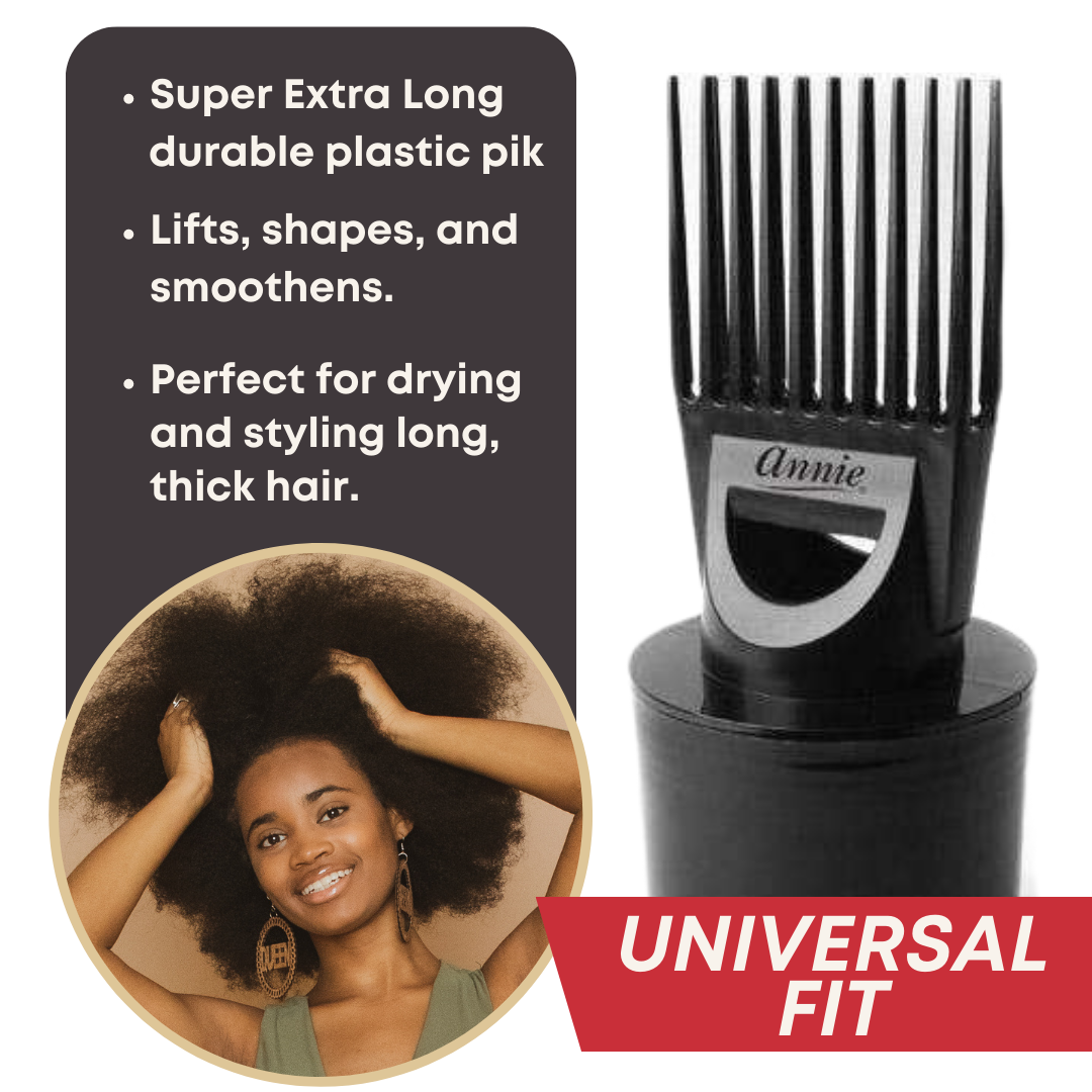 Annie Extra Super Hair Dryer Pik Attachment, 1 Count, Black
