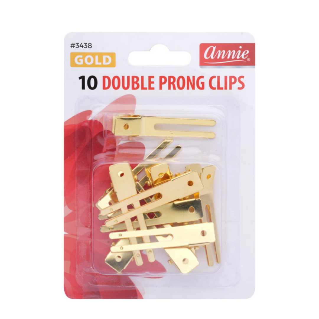 Annie Double Prong Metal Hair Clips, 10 Count, Gold