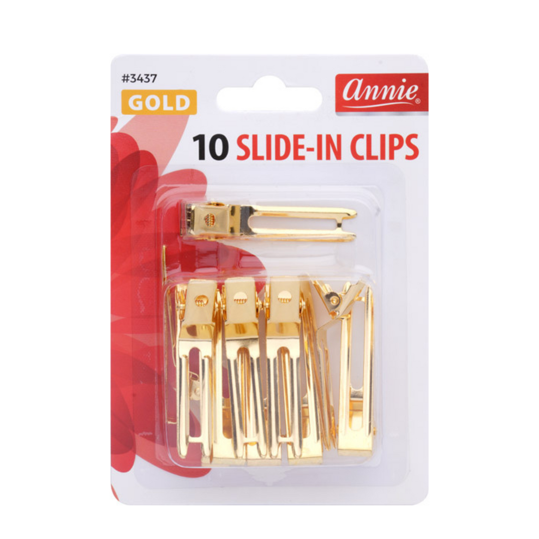 Annie Slide-In Clips, 10 Count, Gold