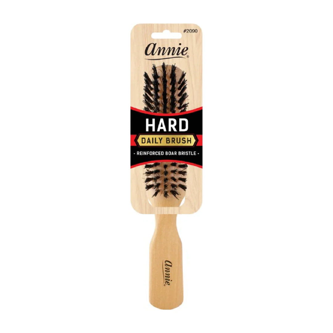Annie Hard 5 Row Boar & Nylon Bristle Wooden Daily Brush, 1 Count, Light Brown