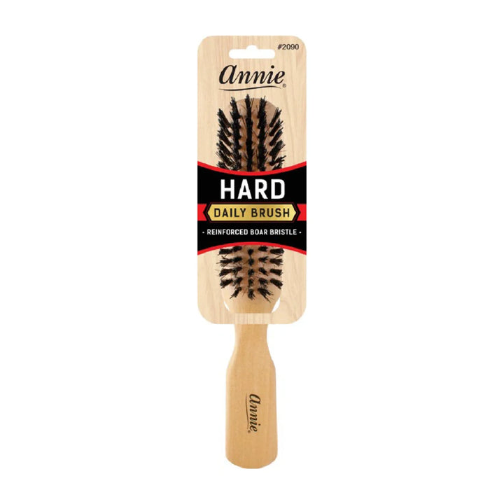 Annie Hard 5 Row Boar & Nylon Bristle Wooden Daily Brush, 1 Count, Light Brown