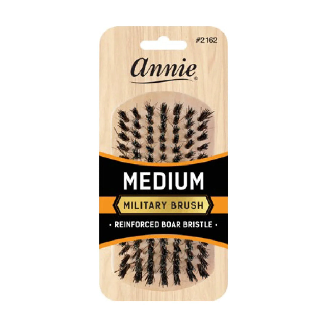 Annie Medium Wooden Military Brush, Boar & Nylon Bristle, Light Brown